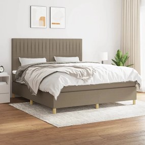 vidaXL Cama com molas/colchão 180x200 cm tecido castanho-acinzentado