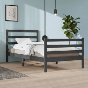 vidaXL Estrutura de cama 100x200 cm pinho maciço cinzento