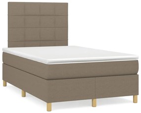 Cama boxspring c/ colchão 120x190cm tecido castanho-acinzentado