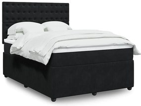 vidaXL Cama com molas/colchão 140x190 cm veludo preto