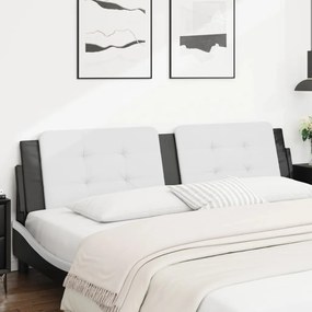 Almofadão de cabeceira 200 cm couro artificial preto e branco