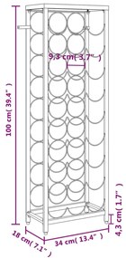 Garrafeira para 27 garrafas 34x18x100 cm ferro forjado preto