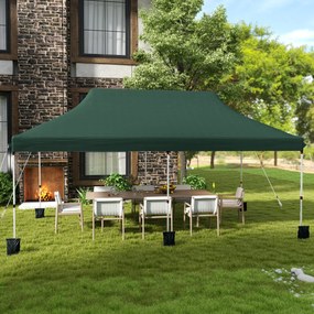 Tenda Pop Up Festas, Feiras, Jardim dobrável de 3 x 6 m com bolsa de transportee 6 sacos areia, portátil para festas com altura ajustável verde