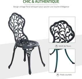 Conjunto de bistro de 3 peças com 2 cadeiras e 1 mesa redonda de estilo antigo, para jardim, terraço ou varanda, preto FR
