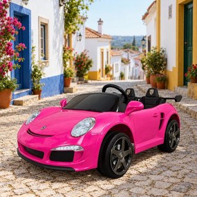 Carro elétrico para crianças Desportivo RUF CTR3 24V 2.4G MP4, Rodas de borracha, 2 lugares em pele sintética Rosa