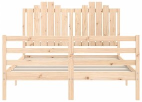Estrutura de cama com cabeceira 140x200 cm madeira maciça