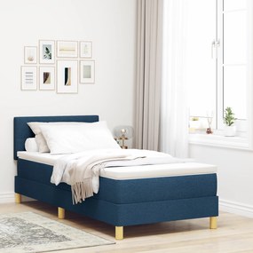 Cama Box Spring com Colchão Azul 90x200 cm Tecido