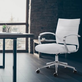 Cadeira de escritório Oakland Leather Sintético Branco