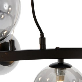 Candeeiro suspenso Art Déco preto com vidro fumê 12 luzes - David Art Deco