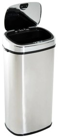 HOMCOM Balde de Lixo Inteligente de Aço Inoxidável 68L com Sensor Infravermelho de Abertura Automática e Contato Manual para Cozinha Dormitório Casa de banho 40,5x29,578cm Prata