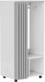 HOMCOM Roupeiro com Rodas, Cortina, Barra de Pendurar e 2 Compartimentos para Quarto 60x40x128 cm Branco | Aosom Portugal