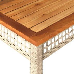 Mesa de jardim 80x80x75 cm vime PE e madeira de acácia bege