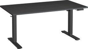 Secretária com regulação elétrica da altura 140 x 80 x (72-120) cm, secretária para trabalhar em pé com porta-cabos tipo C, preta