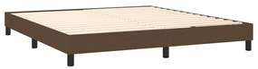 Cama box spring c/ colchão/LED 160x200cm tecido castanho-escuro