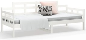 Sofá-cama 90x190 cm madeira de pinho maciça branco