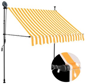 Toldo retrátil manual com LED 150 cm branco e laranja