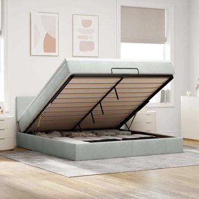 vidaXL Estrutura de cama otomana com colchão 180x200 cm cinzento claro