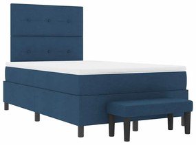 Cama Box com Colchão &amp; Banco Azul 120x190 cm Tecido