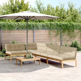 vidaXL 5 pcs móveis de paletes p/ jardim com almofadões acácia maciça