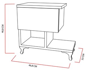 Mesa de Cabeceira "Cast" com Gaveta e Prateleiras – Branco - 46.8x33x4