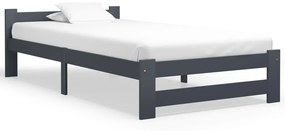 vidaXL Estrutura de cama 100x200 cm pinho maciço cinzento-escuro