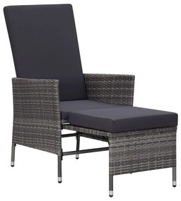 3 pcs conjunto lounge de jardim c/ almofadões vime PE cinzento