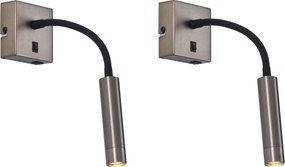 Conjunto de 2 Candeeiros de Parede Modernos Gunmetal com USB-C - Gosna
