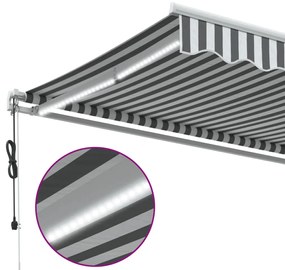 Toldo retrátil automático com LED 450x300 cm antracite/branco