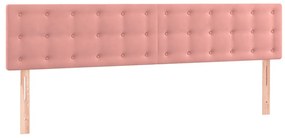 Cama box spring c/ colchão/LED 200x200 cm veludo rosa