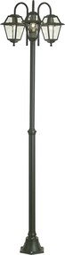 Lanterna de exterior clássica verde escura 235cm 3-luzes IP44 - Berta