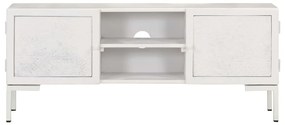Móvel de TV 115x30x46 cm madeira de mangueira maciça branco