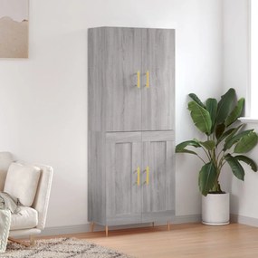 vidaXL Armário alto 69,5x34x180 cm derivados de madeira sonoma cinza