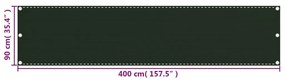 Tela de varanda 90x400 cm PEAD verde-escuro