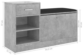 Banco sapateira 94,5x31x57cm derivados madeira cinzento cimento