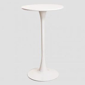 Mesa Alta Redonda Ø60 Cm Em Mdf E Metal Ivet Branco - Sklum