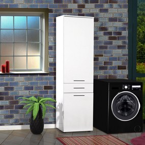 Armário Multiusos com Cesto "Wanna" - Branco - 52x187x38 cm - Design M