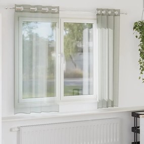 Cortinas de voile com ilhós 2 pcs cinzento-claro 140x175 cm