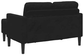 Sofá 2 lugares com Chaise em L 125 cm veludo preto