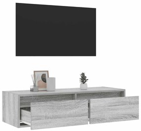 Móvel de TV com luzes LED 100X35,5x25 cm sonoma cinza