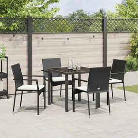 Conjunto de Jantar de Jardim 5 pcs Preto 80 x 80 x 73 cm