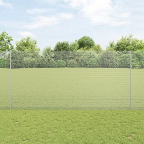 Cerca de Malha Soldada com 44 U Postes Prateados 1,5x50 m Aço