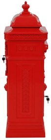 Caixa correio coluna vintage alumínio inoxidável vermelho