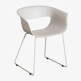 Pack De 4 Cadeiras De Jardim Em Polipropileno E Aço Alanys Branco Acinzentado - Sklum