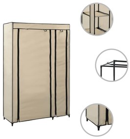 Roupeiro dobrável 110x45x175 cm tecido creme