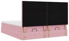 Estrutura de cama otomana com colchões 180x200 cm veludo rosa