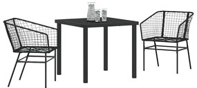 Conjunto de Jantar de Jardim 3 Peças em Rattan Sintético Preto