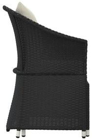 2 pcs conjunto lounge de jardim c/ almofadões vime PE preto