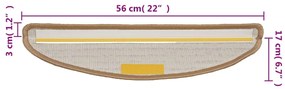 Tapetes de escada 15 pcs 56x17x3 cm bege