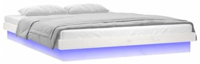 Estrutura cama c/ LED pequena casal 120x190 cm pinho branco