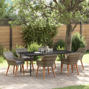 vidaXL Conjunto de Jantar de Jardim de 7 Peças em Cinza e Rattan